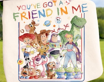 Watercolor Cartoon Toy Friends DTF Transfer, You've Got A Friend In Me Design, Trendy Boy Shirt Print, Cute Kids Character Iron On Transfer