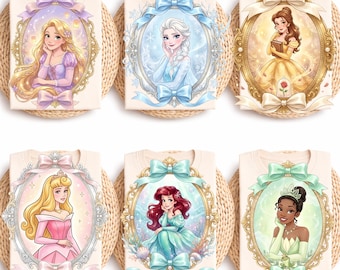 Watercolor Princesses All  Ready To Press DTF, Coquette Mirror Cartoon Princesses DTF Transfer, Watercolor Princess Shirt Prints