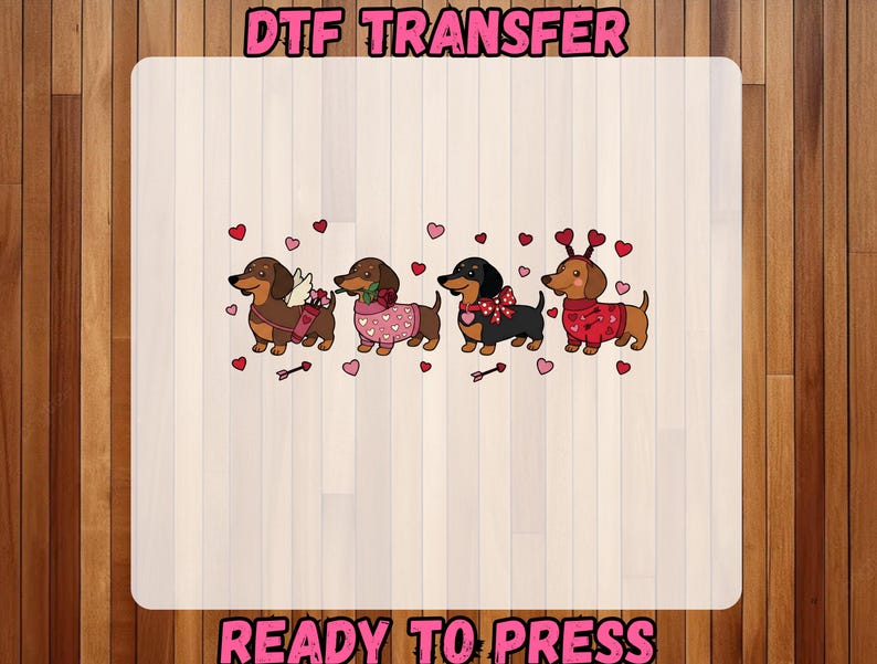 Dachshund Valentine Wiener Dog Heart Ready to Press DTF, Love Dog ...