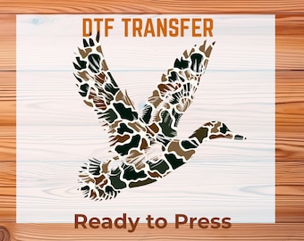 Old School Camo Mallard Duck Ready to Press,DTF Transfer  Soft  Vibrant Print, Hunting dtf designs