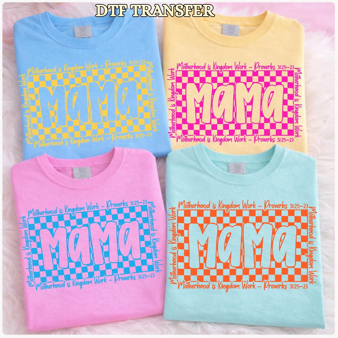 Mama Checkered Design Ready to Press DTF Transfer, Motherhood is ...