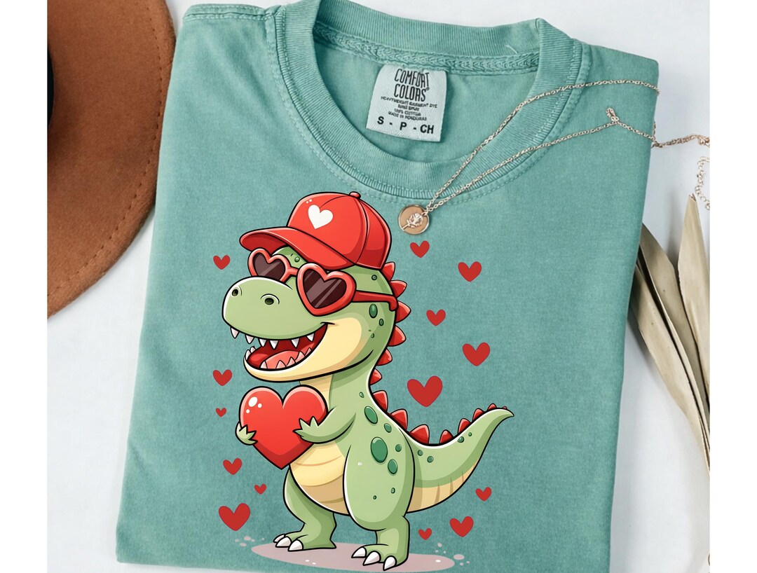 Valentine's Day T-rex Dino Love Ready to Press DTF, Valentine Dinosaur ...