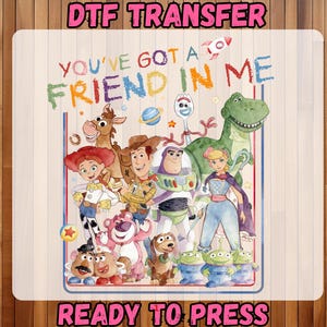 Watercolor Cartoon Toy Friends DTF Transfer, You've Got A Friend In Me Design, Trendy Boy Shirt Print, Cute Kids Character Iron On Transfer Bild 2