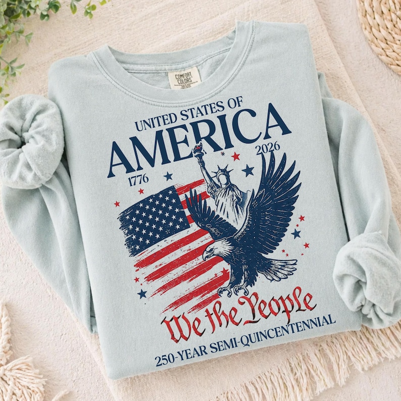 America 250 Year Ready to Press DTF Transfer, 1776 2026 Patriotic Eagle Flag Design, We The People Vintage USA Shirt, 4th of July DTF image 1