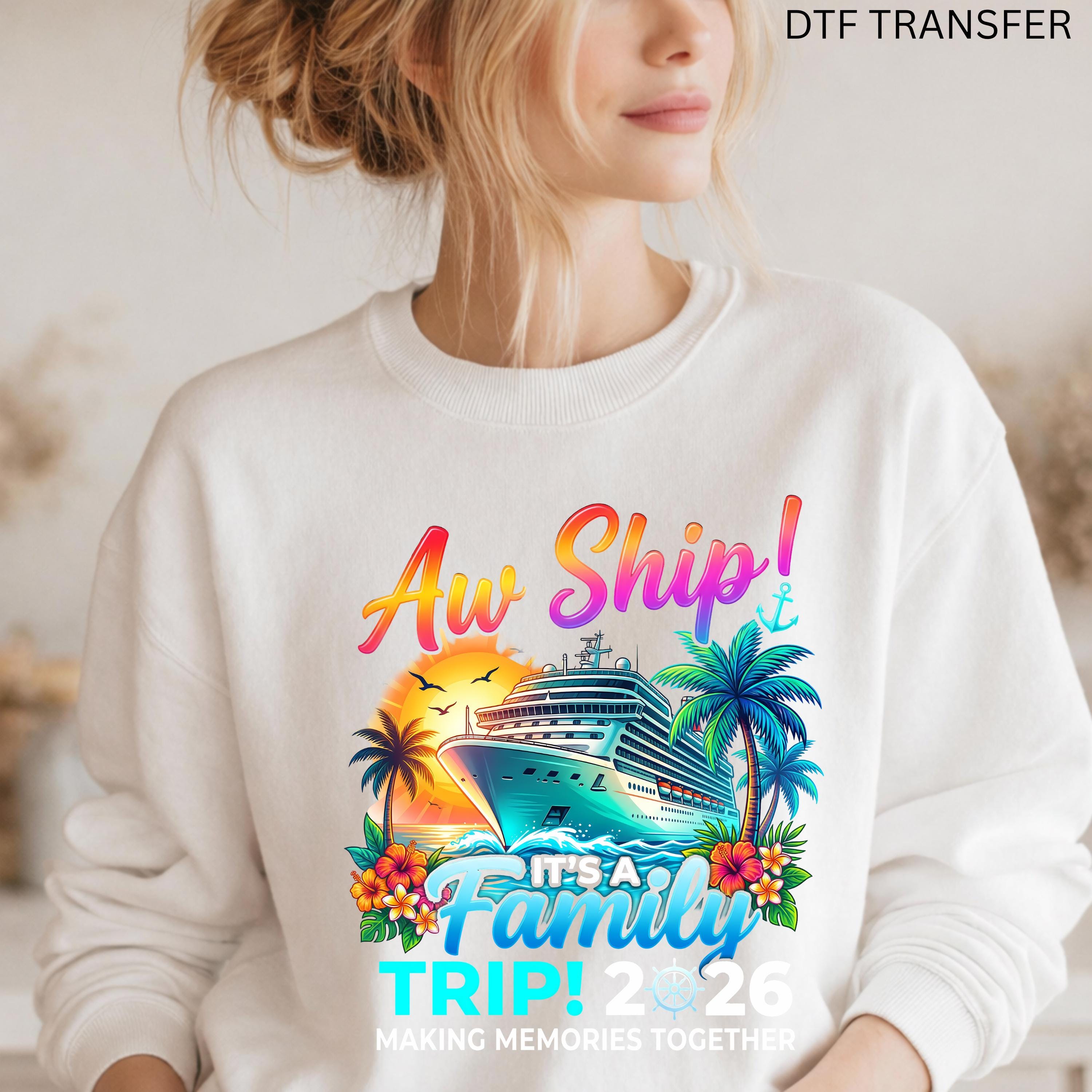 Neon Cruise Family Trip 2026 Ready to Press DTF, Aw Ship Vacation ...