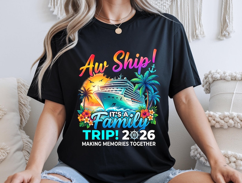 Neon Cruise Family Trip 2026 Ready to Press DTF, Aw Ship Vacation ...