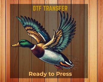 Flying Mallard Duck Hunting Ready to press DTF Transfer, Hunting designs DTF,  Soft  Vibrant Print