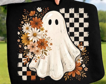 Boho Ghost Ready to Press DTF, Floral Ghost Halloween dtf, Cute Fall Ghost Dtf, Coquette Halloween, Retro Autumn Ghost Dtf, Spooky Season
