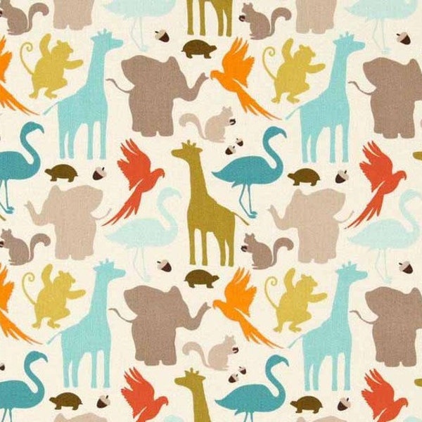 Central Park by Kate Spain for Moda - Novelty Children Zoo in Ivory/Aqua - 1 yard listing