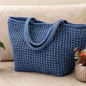 Crochet Pattern PDF, Large Shopping Bag, Beach Tote, Video Tutorials, English