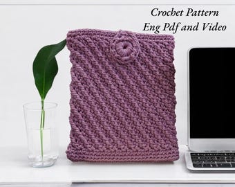 Crochet Tablet Sleeve Pattern PDF, Beginner-Friendly, Kindle Case Tutorial, English