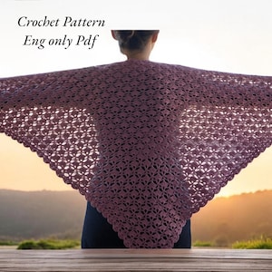 Crochet Triangle Shawl Pattern: Easy Boho Lace Wrap (PDF English)