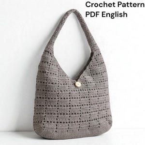 Crochet Tote Pattern PDF, Large Market Tote, Grid Shoulder Purse, Summer Beach Shopper Tutorial
