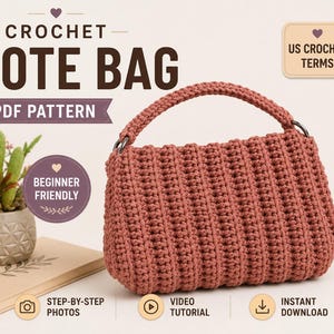 Crochet Pattern-Minimal Tote Pattern PDF, Beginner-Friendly Everyday Bag Tutorial, PDF,English