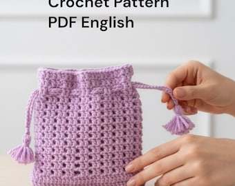 Crochet Travel Pouch Pattern PDF, Small Makeup Bag, Beginner Crochet Tutorial