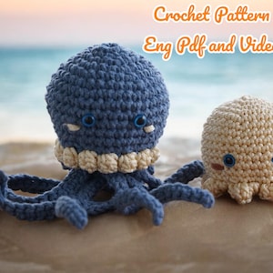 Patron Amigurumi au crochet PDF, modèle Amigurumi de pieuvre pour le nez - 2 en 1, modèles au crochet de méduses et de pieuvre, sans couture, numérique