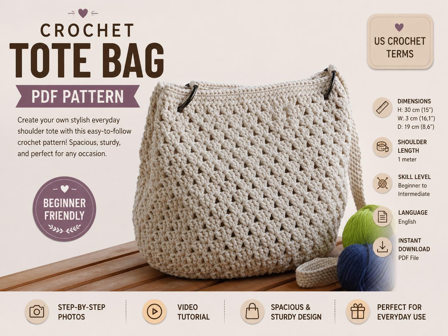 Crochet Pattern- Tote Shoulder Bag