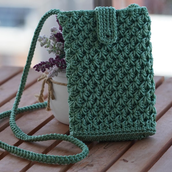 Crochet Pattern, Phone Pouch, Crochet Tutorial, Star Stitch, PDF and Video Tutorials English