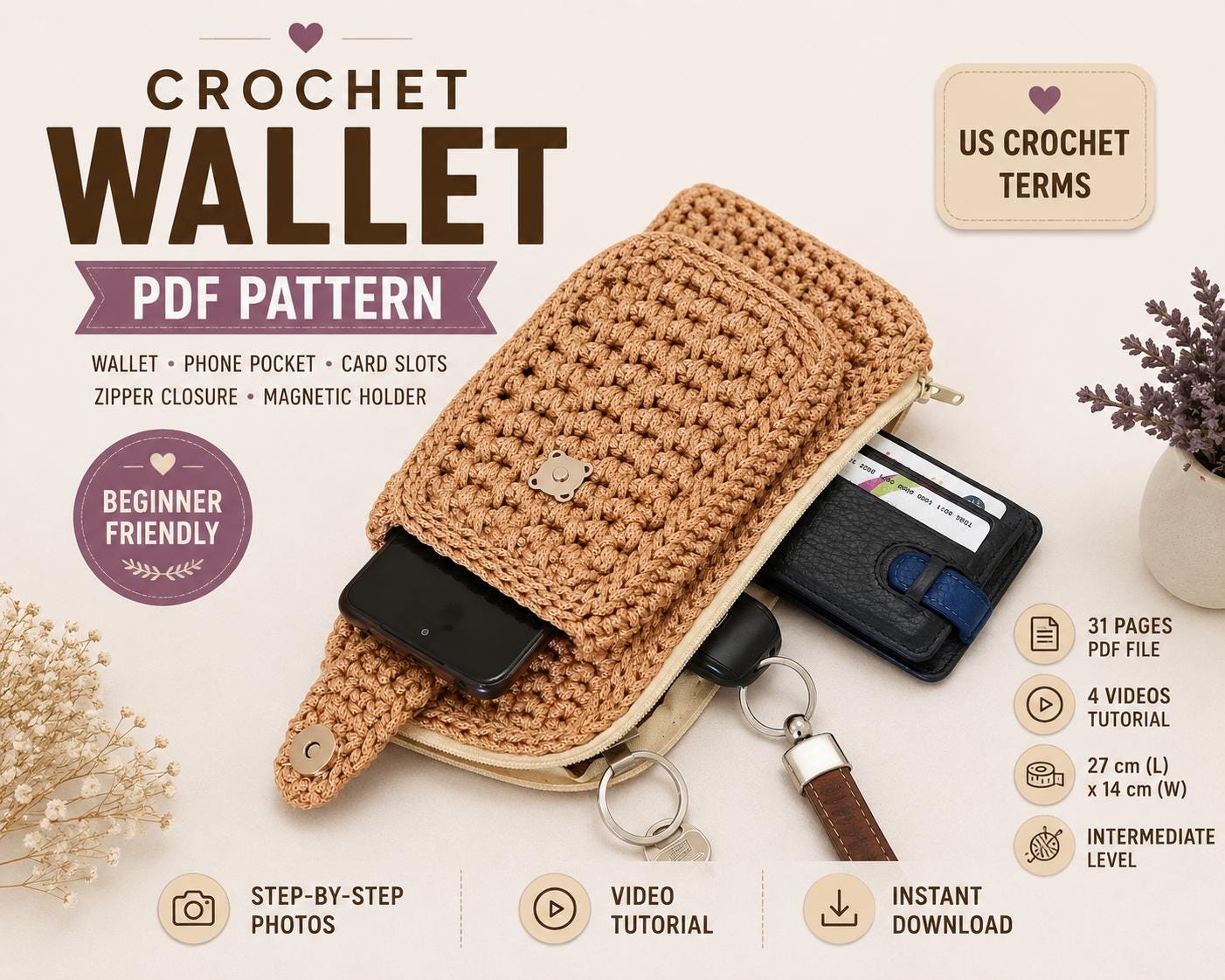 40 Small Purse Crochet Patterns for Chic, Portable Bags and Mini Accessories 2 Crochet Pattern-Wallet