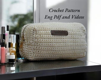 Crochet Makeup Bag Pattern PDF, Cosmetic Pouch, Easy Tutorial, Beginner-Friendly, English