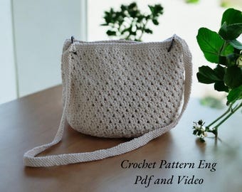 Patron de cabas au crochet PDF, grand tutoriel de cabas à bandoulière de tous les jours, projet facile pour débutant, anglais