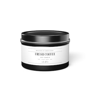 Eco-Friendly Fresh Coffee Tin Candles, 4 oz, 8 oz