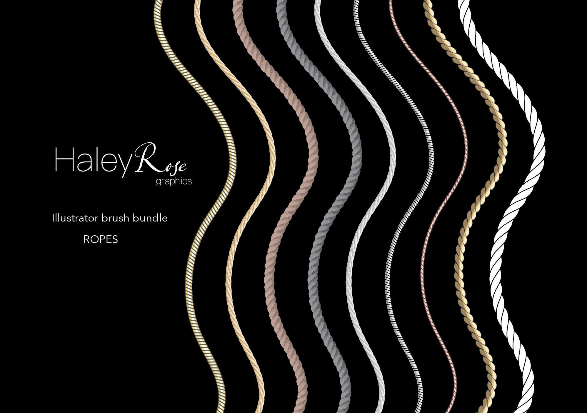 Adobe Illustrator Brush Bundle: 9 rope brushes, Ai file, digital download