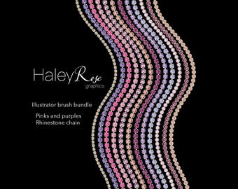 Adobe Illustrator Rhinestone chain Brush Bundle: 12 chain brushes, Ai file, digital download