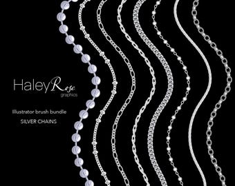 Adobe Illustrator Brush Bundle: 7 chain brushes, Ai file, digital download