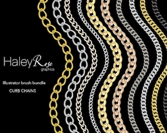 Adobe Illustrator Brush Bundle: 10 chain brushes, Ai file, digital download