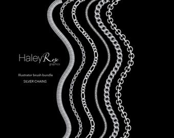 Adobe Illustrator Brush Bundle: 6 Kettenpinsel, Ai-Datei, digitaler Download