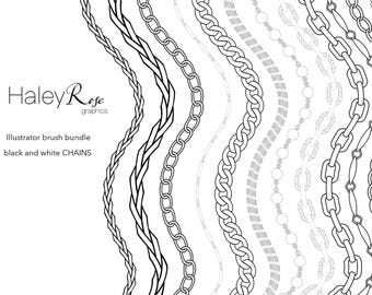 Adobe Illustrator Brush Bundle: 12 chain brushes, Ai file, digital download
