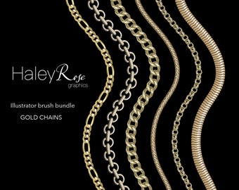 Adobe Illustrator Brush Bundle: 6 chain brushes, Ai file, digital download