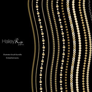 May include: A set of 12 gold and white decorative brush strokes, perfect for adding a touch of elegance to your digital designs. These brushes are ideal for creating borders, patterns, and embellishments.