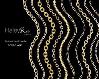 Adobe Illustrator Brush Bundle: 10 Kettenpinsel, Ai-Datei, digitaler Download