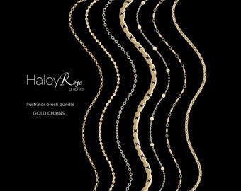 Adobe Illustrator Brush Bundle: 8 Kettenpinsel, Ai-Datei, digitaler Download