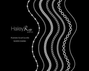 Adobe Illustrator Brush Bundle: 7 Kettenpinsel, Ai-Datei, digitaler Download