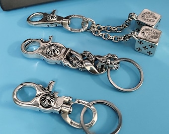 Chrome Hearts style keychain,Cross Gothic Ring With Cross inspired Chrome Hearts style Design,Nana Anime, Anime ring,Gold Silver Armor Rings