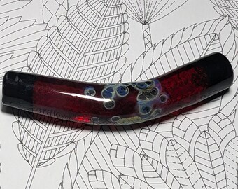 Prima Donna Designs - Handmade Lampwork Glass  Bead Curved Deep Red