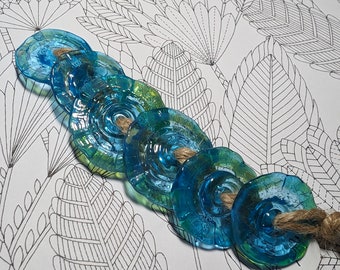 Prima Donna Designs - Handmade Lampwork Glass  Bead Set Aqua Silver Glass Ruffles