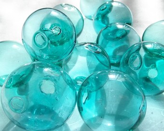 Light Aqua Blown Glass Hollow Bead Prima Donna Designs