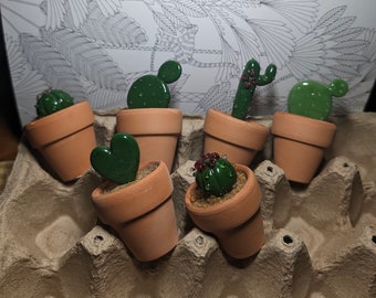 Tiny Glass Cactus Succulent in a Tiny Terra Cotta Pot Prima Donna Designs