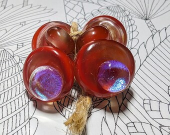 Prima Donna Designs Handmade Lampwork Glass 002 Glass Buttons Orange