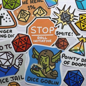 Funny D&D Vinyl Sticker Set: Dungeons and Dragons and Dice
