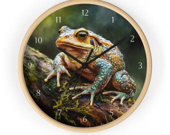 Reloj de pared con forma de sapo: decoración artística de cabaña, regalo para una casa en el lago