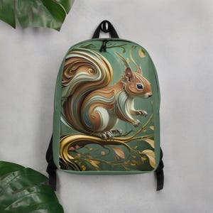Eichhörnchen-Liebhaber / Minimalistischer Rucksack / Tolles Geschenk für Kinder und Freunde, die Eichhörnchen lieben / Jugendstil-Stil