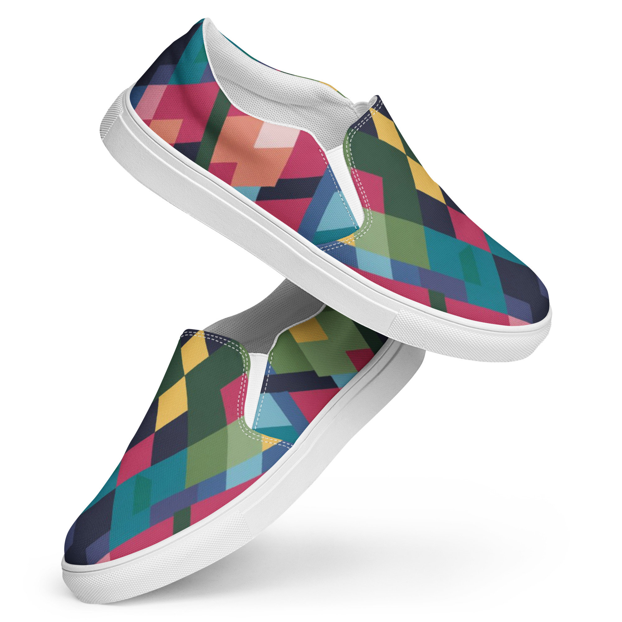 Argyle Checkered Slip-on Canvas Shoes: Colorful Preppy 