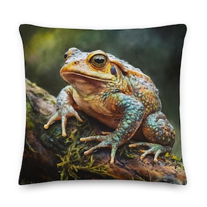 Cabin Home Decor / Toad Pillow / Frog on Log / Frog and Toad Pillow / Camp Style Pillow / Big Couch Pillows / Rustic Cabin Throw Pillow