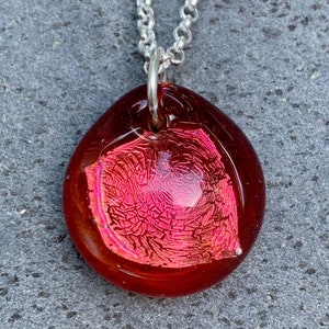 Dichroic Glass Pendant Boro Lampwork Necklace - Stop