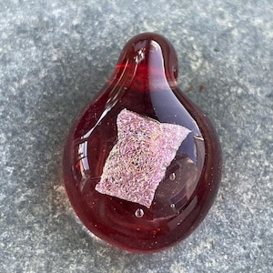 Dichroic Glass Pendant Boro Lampwork - Crimson Flame